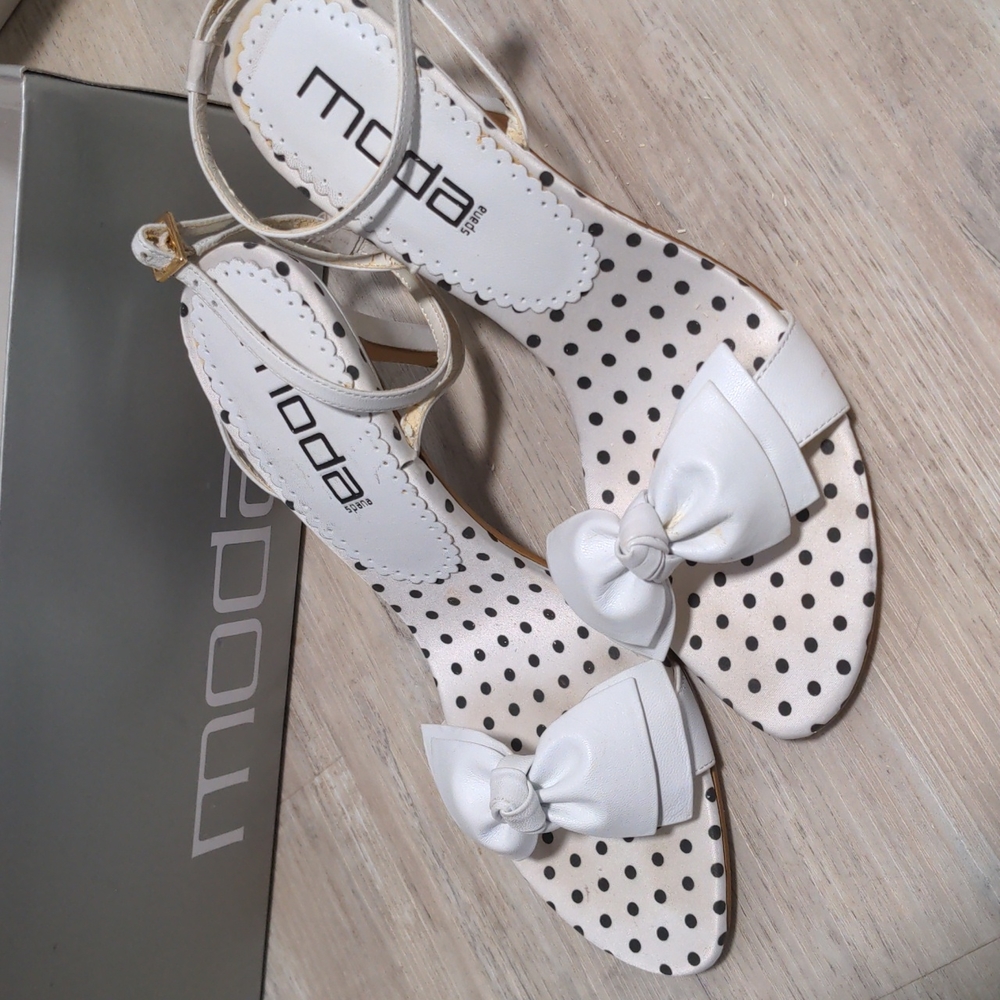 Black and white polkadot strappy heels